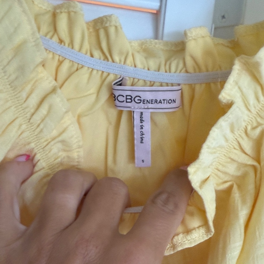 BCBGeneration Yellow Ruffled Mini Dress - Picture 2 of 2